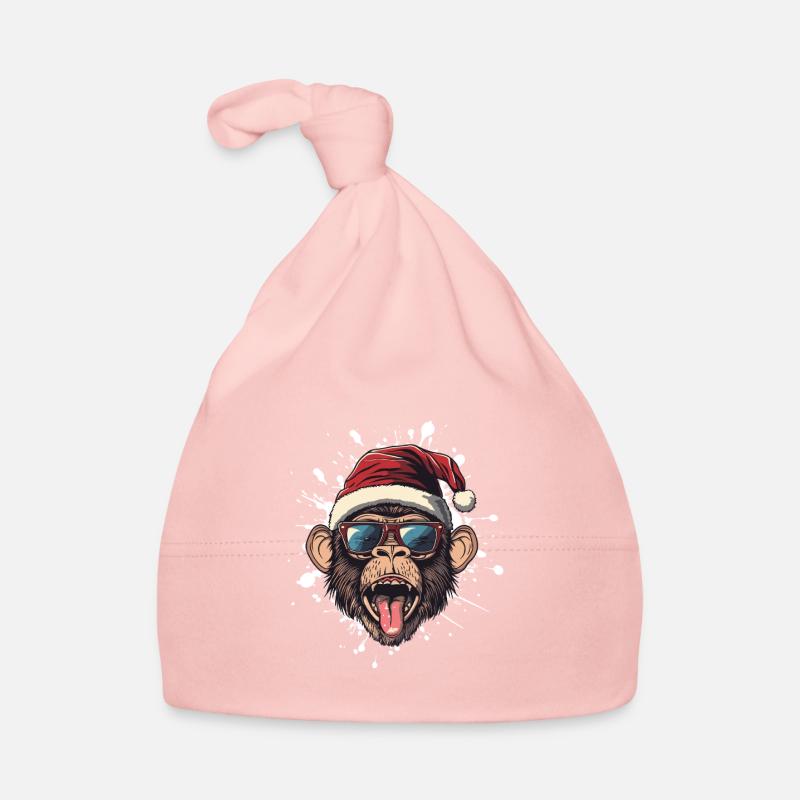Singe Noël Drôle Bonnet bio Bébé