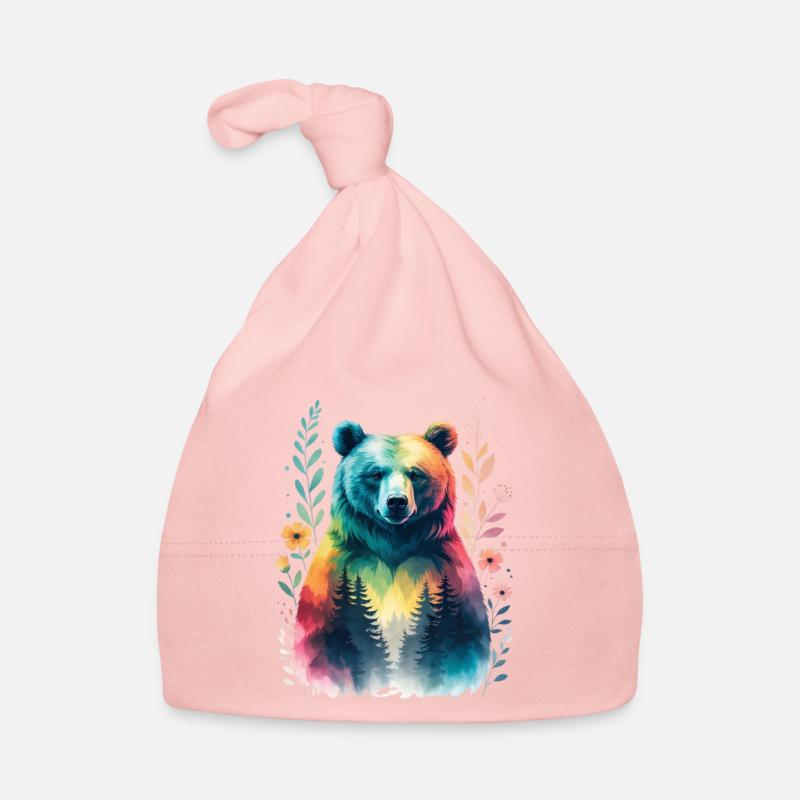 Ours arc-en-ciel dans la forêt Bonnet bio Bébé