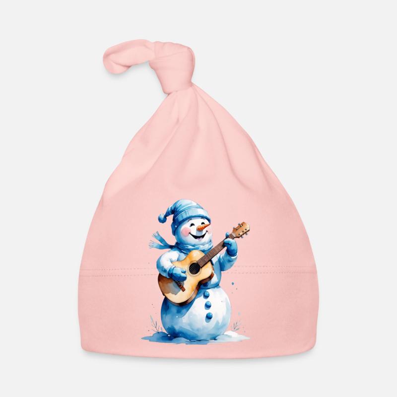 Schneemann mit Gitarre Winterlied Baby Bio-Mütze