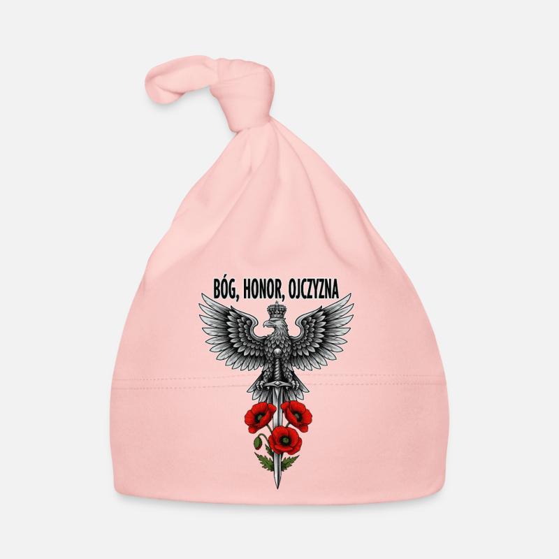 Aigle blanc polonais avec épée et coquelicot hommage Bonnet bio Bébé