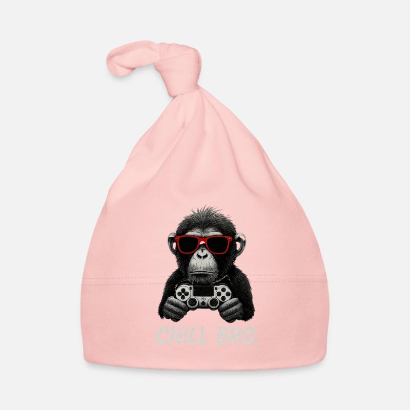 Gamer Monkey with Controller & Sunglasses Chill Bro Organic Baby Cap