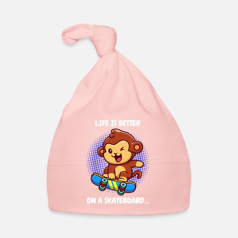 La vie est meilleure Skateboard Monkey Monkey Bonnet bio Bébé