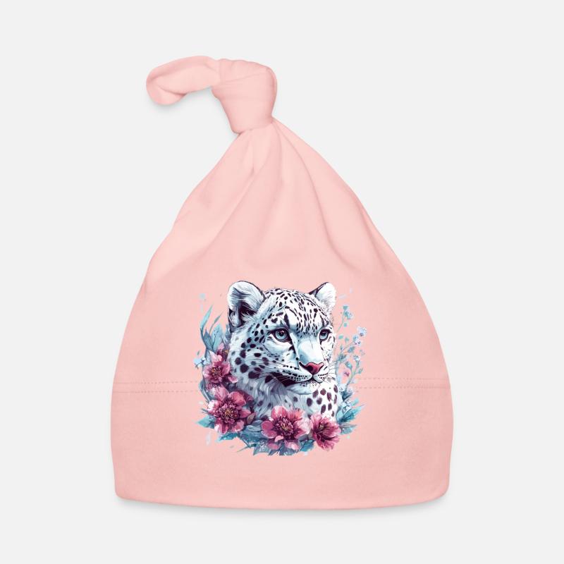 Visage de léopard avec couronne florale Bonnet bio Bébé