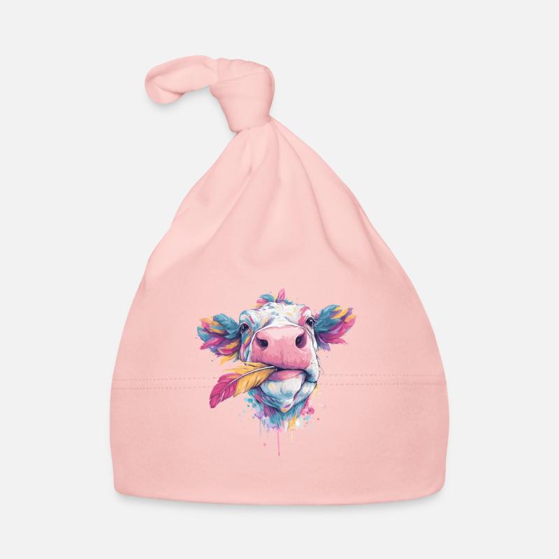 Rainbow cow with plumage Organic Baby Cap