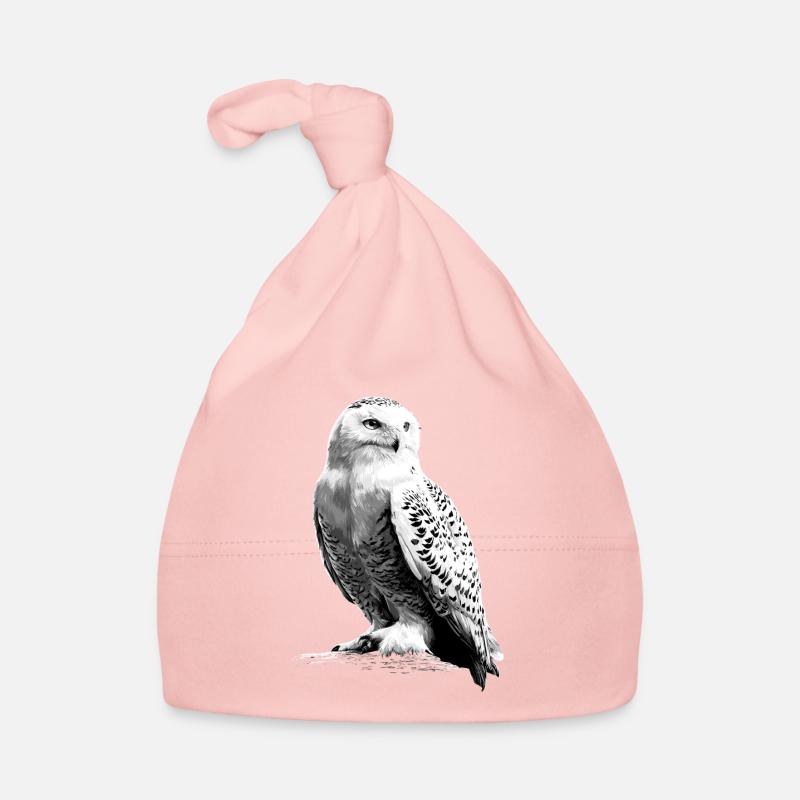 Schneeeule Weiße Eule Kauz Uhu Owl Schnee Eulen Baby Bio-Mütze