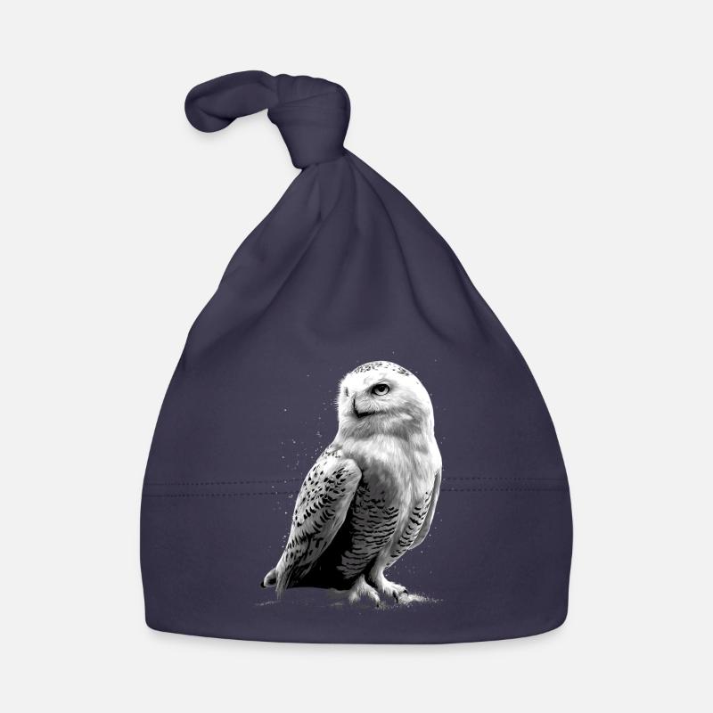 Schneeeule Weiße Eule Kauz Uhu Owl Schnee Eulen Baby Bio-Mütze