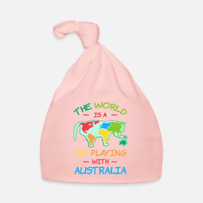 World Cat spielt mit Australien Baby Bio-Mütze