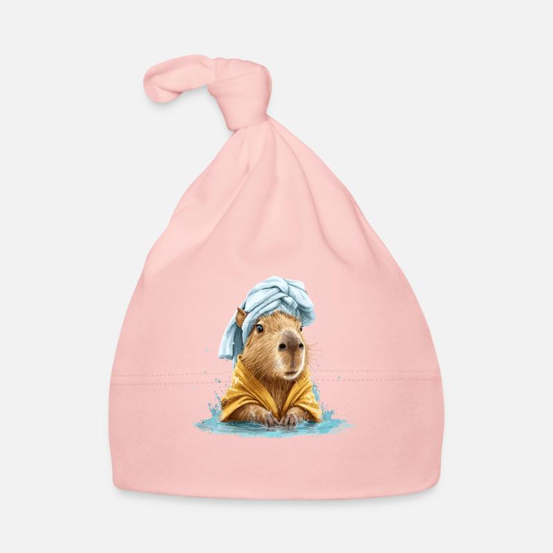 Kapybara im Badetuch und Bademantel Baby Bio-Mütze