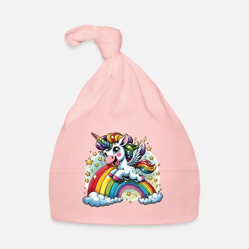 Magisches Einhorn & Regenbogen Glück Baby Bio-Mütze