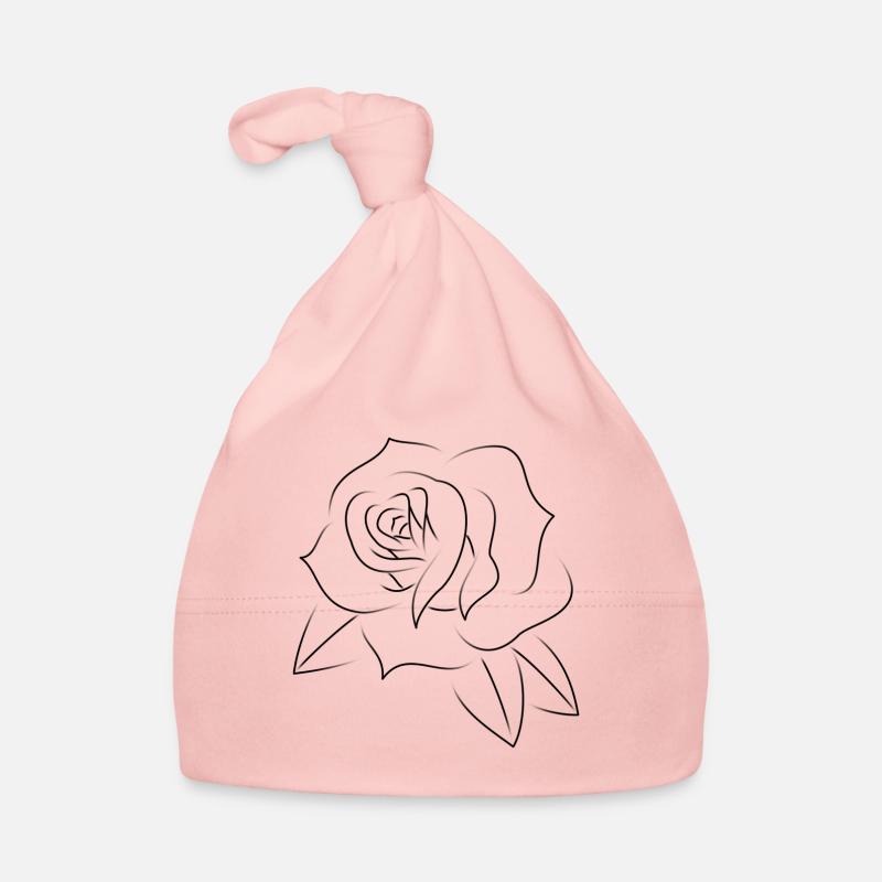 Tatouage rose minimaliste noir - Bonnet bio Bébé - rose
