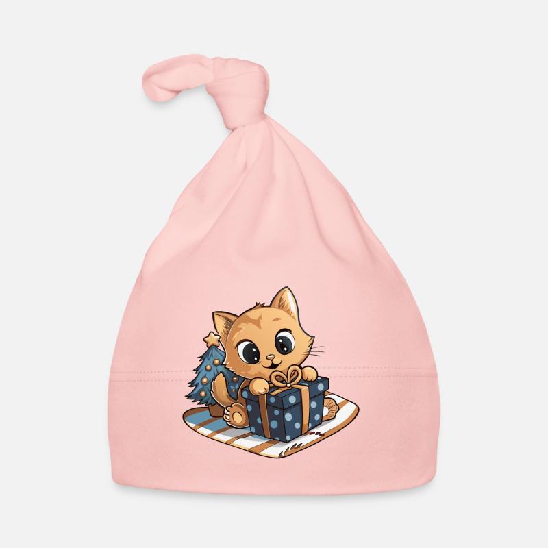 Cute cat unwrapping gift Organic Baby Cap