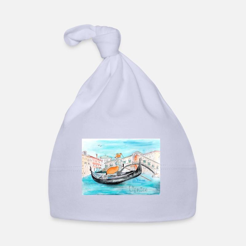 Renard à Venise comme gondolier - Bonnet bio Bébé - ciel