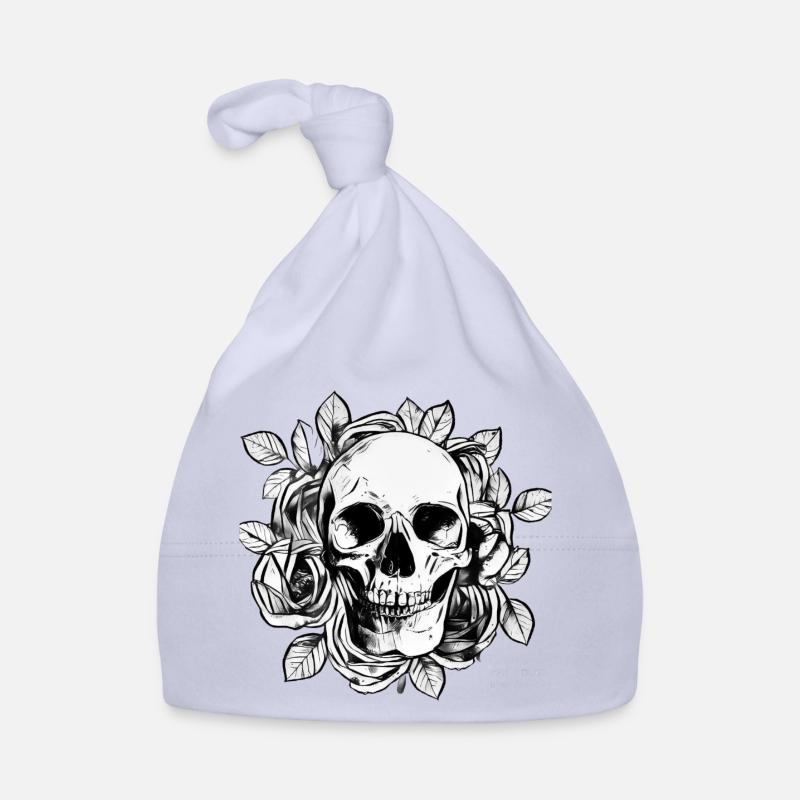 3 crane fleur squelette Skull 3 - Bonnet bio Bébé - ciel