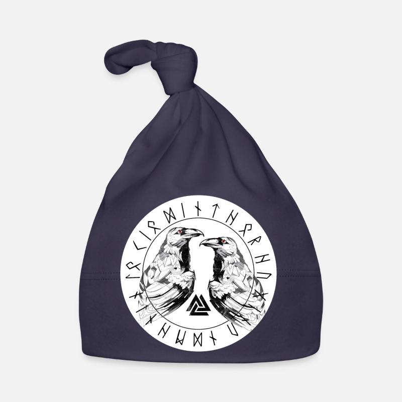 Hugin and Munin Odin's Ravens Walhalla Runes Valknut Organic Baby Cap