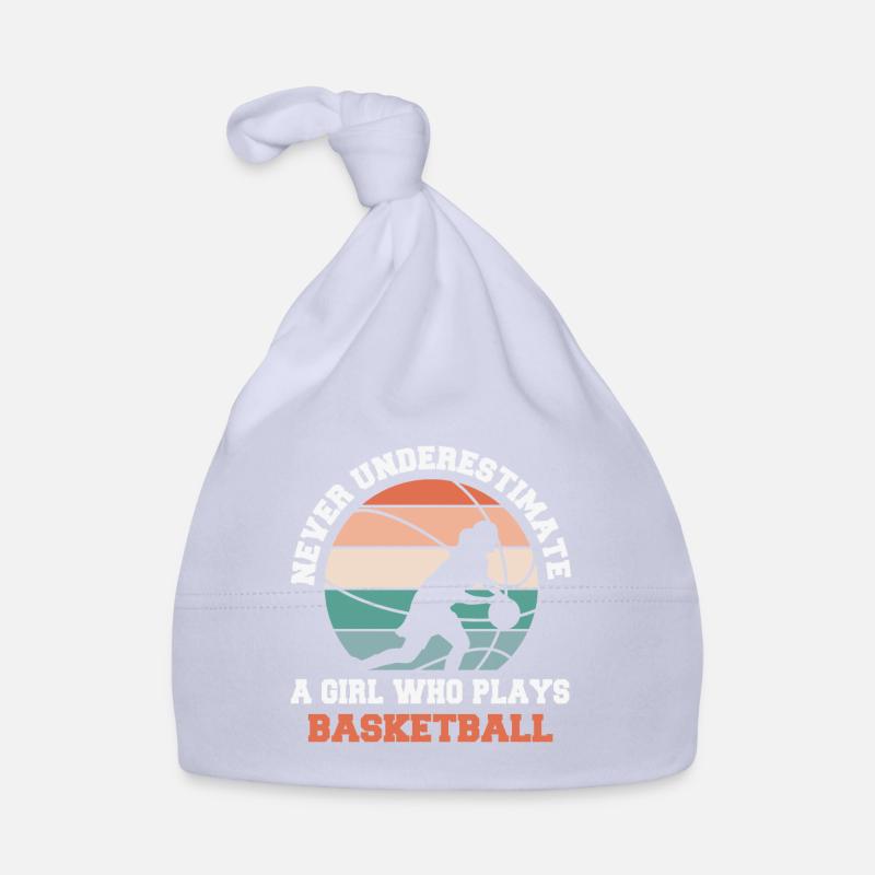 Basketball Zitat Unterschätze niemals ein Mädchen Korb Baby Bio-Mütze