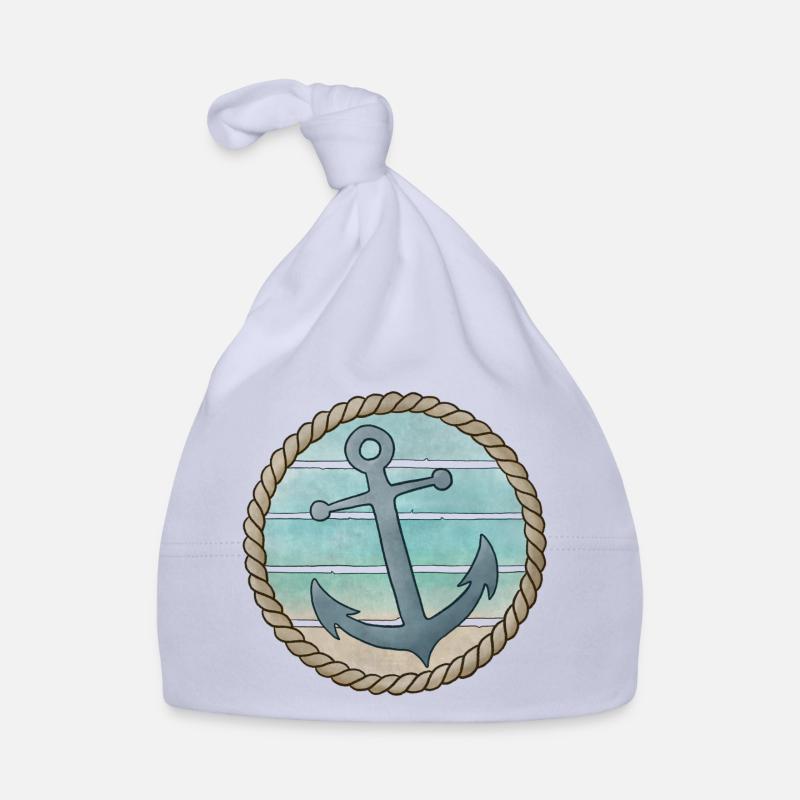 Ancre Corde Plage Vintage - Bonnet bio Bébé - ciel