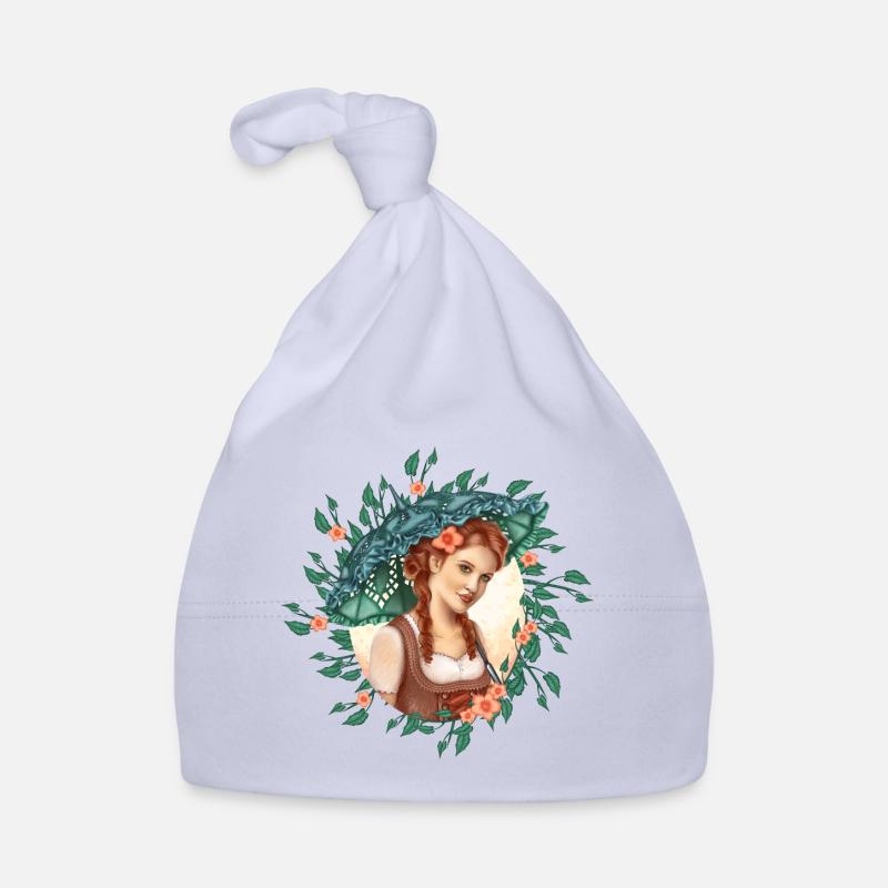 Fille avec un parapluie - Bonnet bio Bébé - ciel