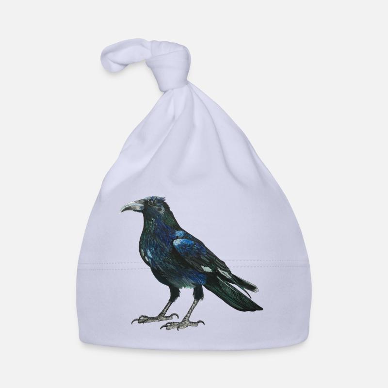 Raven crow with slightly bluish green feathers Organic Baby Cap