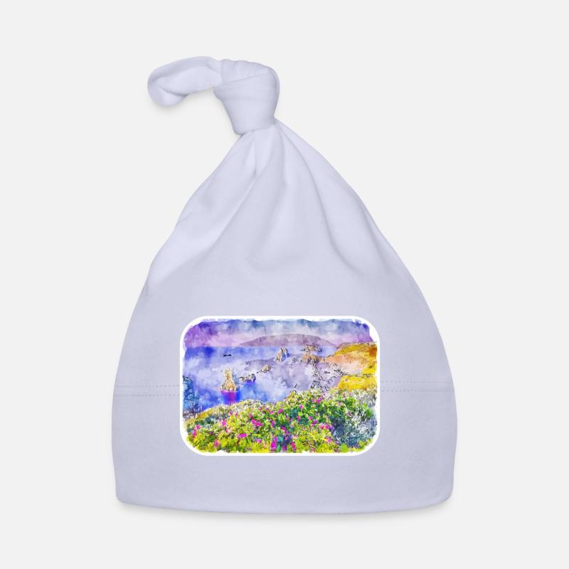 Espagne Aquarelle Esquisse Dessinée à la main Illustration - Bonnet bio Bébé - ciel