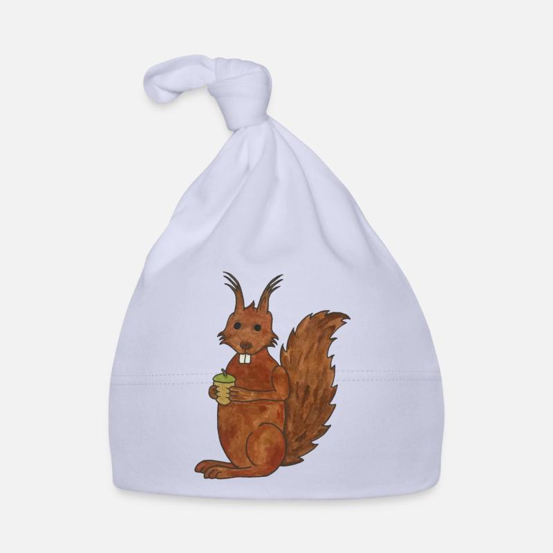 süßes niedliches Eichhörnchen mit Eichennuss Baby Bio-Mütze