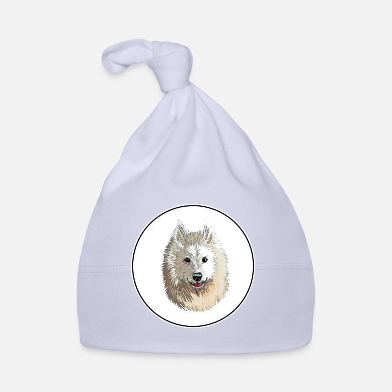 Samoyed Dog Aquarelle Sketch Illustration Bonnet bio Bébé