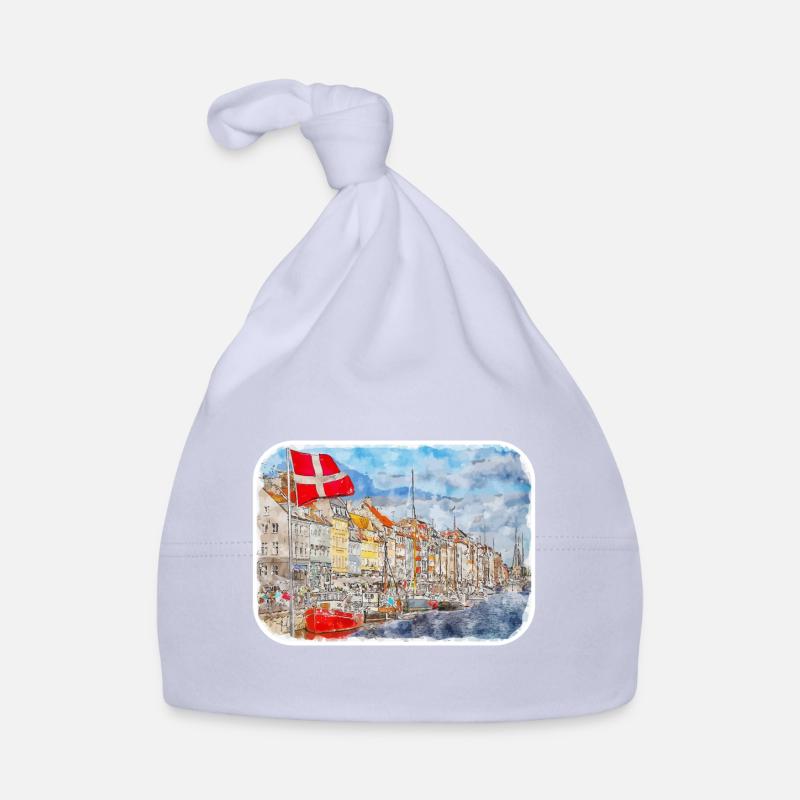 Copenhague Danemark Aquarelle Sketch Illustration Bonnet bio Bébé
