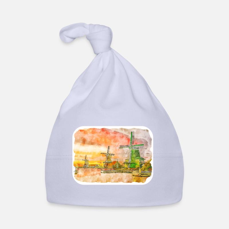 Pays-Bas Aquarelle Esquisse Dessinée Illustration Bonnet bio Bébé