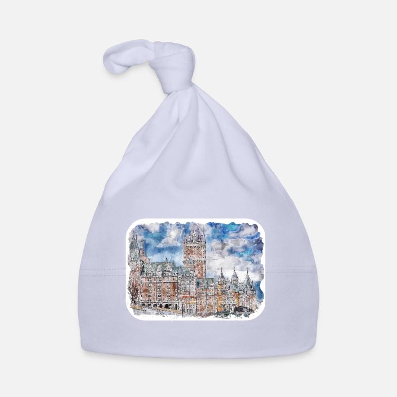 Québec Canada Aquarelle Dessin Dessin Illustration - Bonnet bio Bébé - ciel