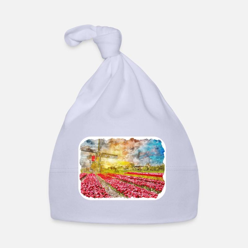 Pays-Bas Aquarelle Esquisse Dessinée Illustration Bonnet bio Bébé