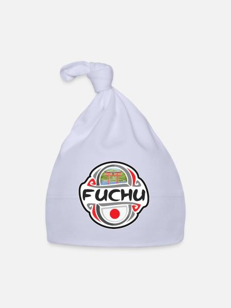 Fuchu Japon Drapeau Badge Souvenir de Voyage Timbre - Bonnet bio Bébé - ciel - Devant