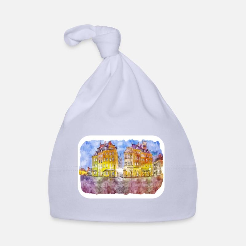Varsovie Pologne Aquarelle Esquisse Dessinée Peinture Bonnet bio Bébé