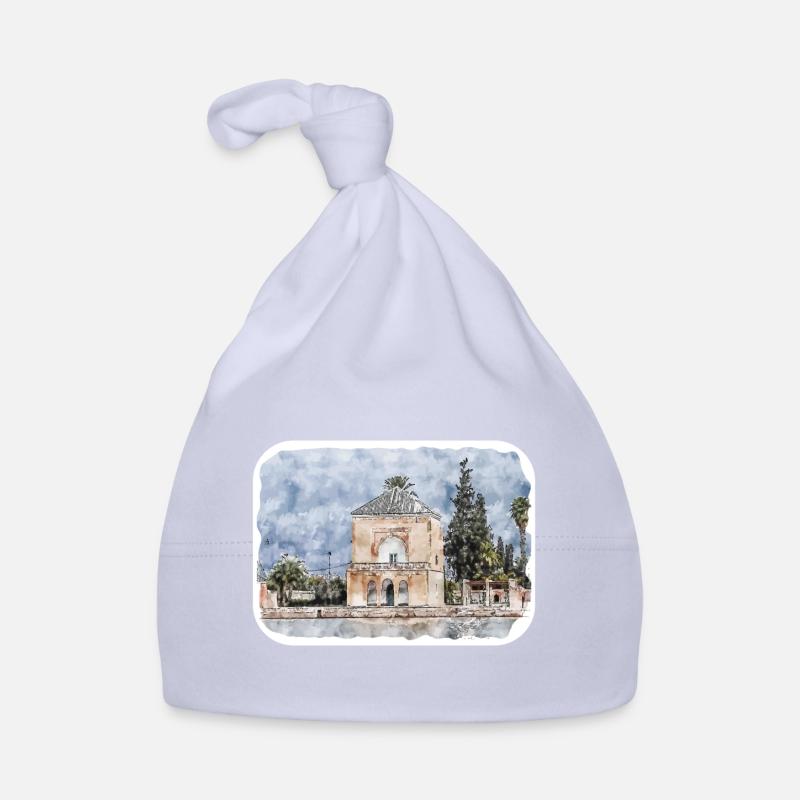 Marrakech Maroc Aquarelle Sketch Illustration Bonnet bio Bébé