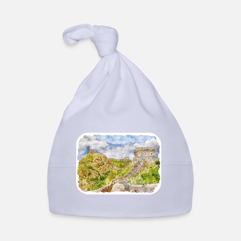 Beijing Chine Aquarelle Esquisse Dessin Dessiné Bonnet bio Bébé