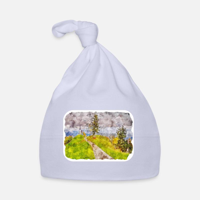 Illustration de l’esquisse à l’aquarelle de Slovénie Bonnet bio Bébé