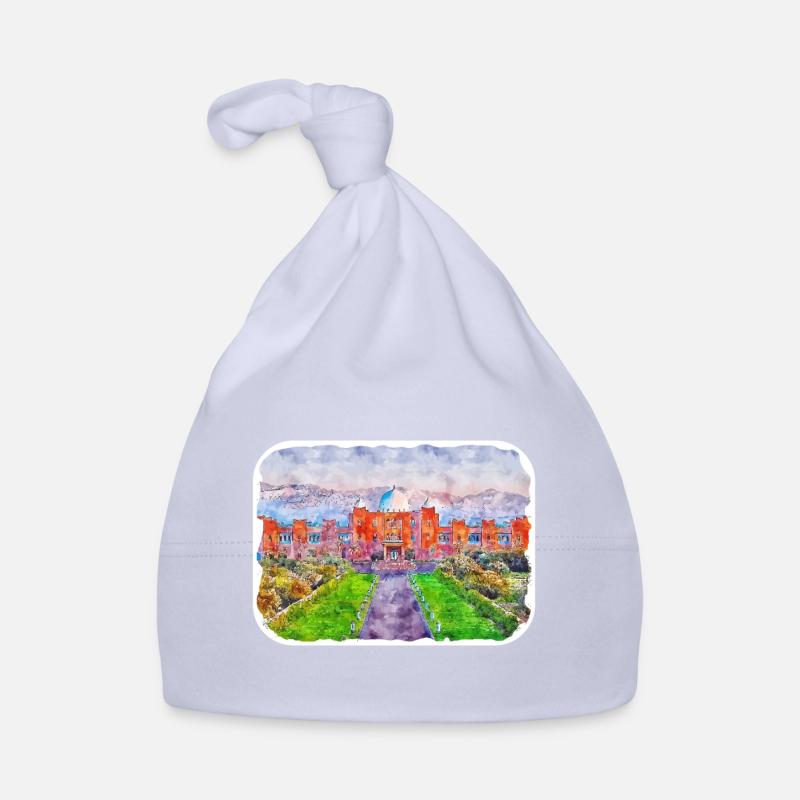 Marrakech Morrocco Aquarelle Esquisse Dessinée Peinture - Bonnet bio Bébé - ciel