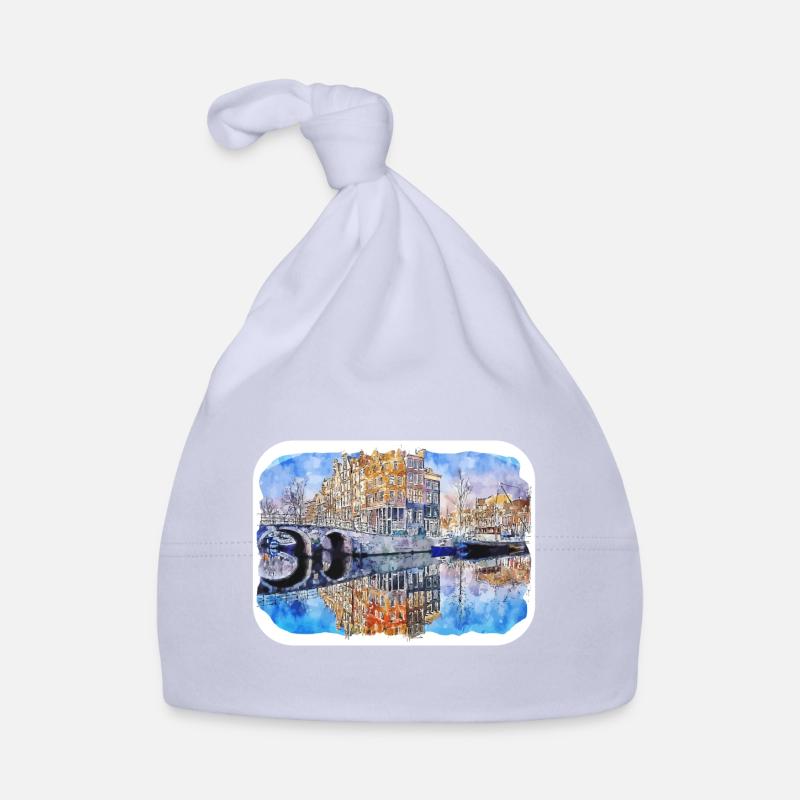 Pays-Bas Aquarelle Esquisse Dessinée Illustration Bonnet bio Bébé