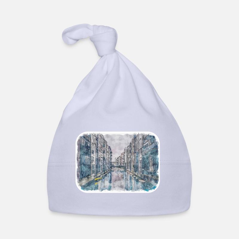 Copenhague Danemark Aquarelle Sketch Illustration Bonnet bio Bébé