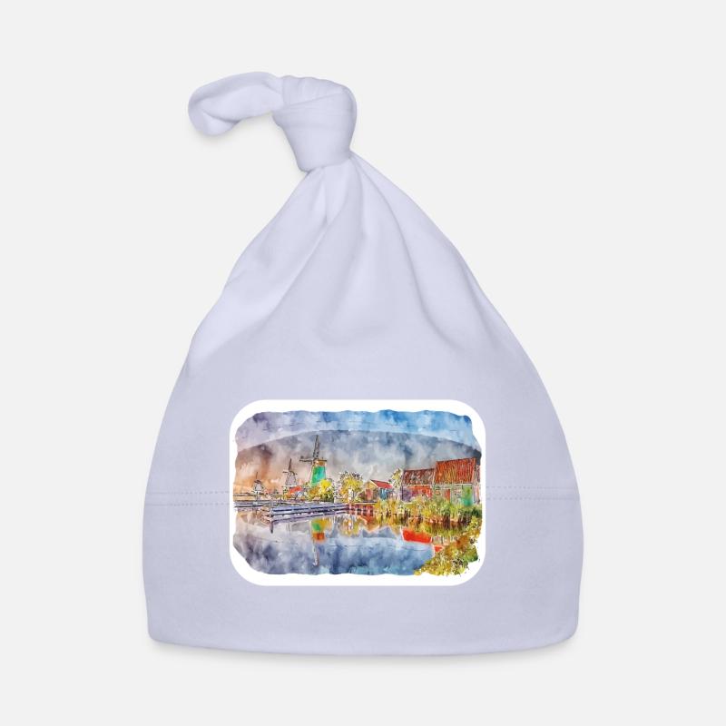 Pays-Bas Aquarelle Esquisse Dessinée Illustration Bonnet bio Bébé