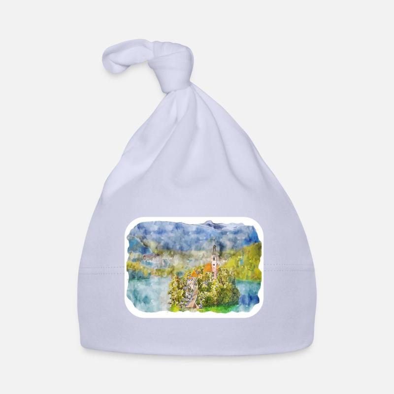 Illustration de l’esquisse à l’aquarelle de Slovénie Bonnet bio Bébé
