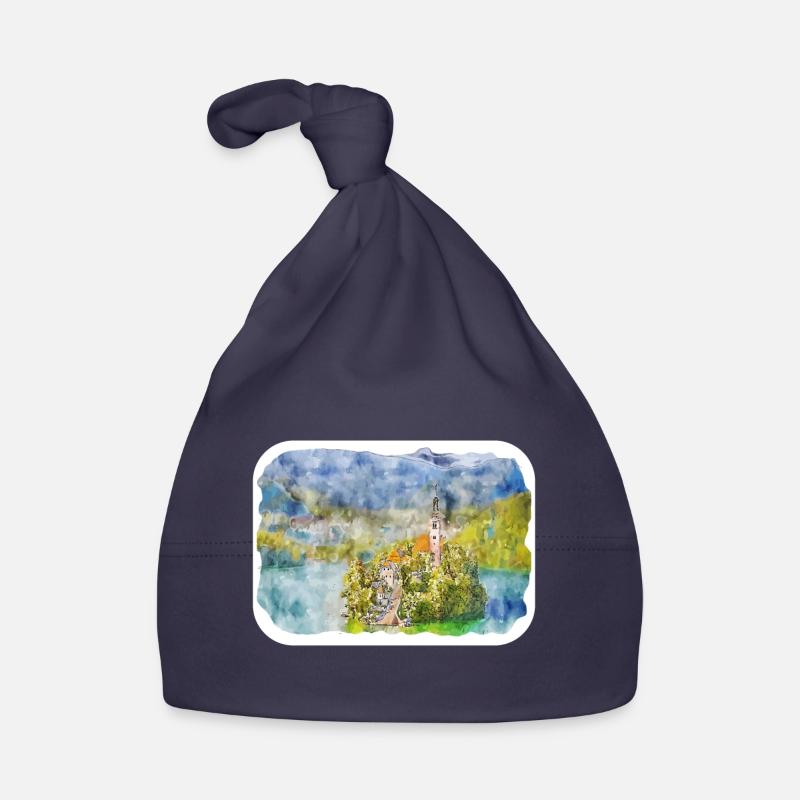 Illustration de l’esquisse à l’aquarelle de Slovénie Bonnet bio Bébé