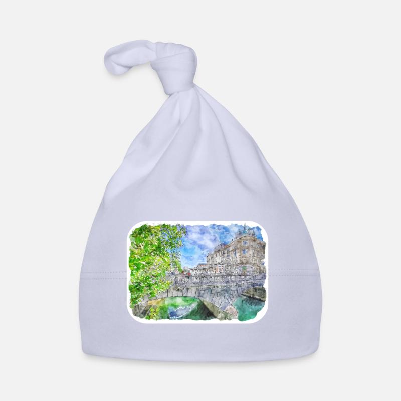 Illustration de l’esquisse à l’aquarelle de Slovénie Bonnet bio Bébé