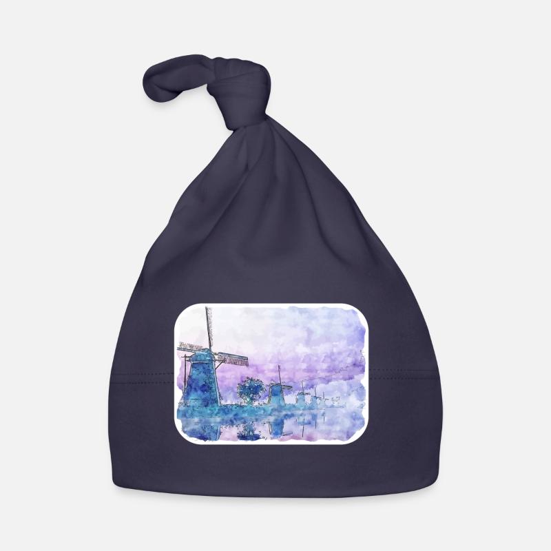 Pays-Bas Aquarelle Esquisse Dessinée Illustration Bonnet bio Bébé