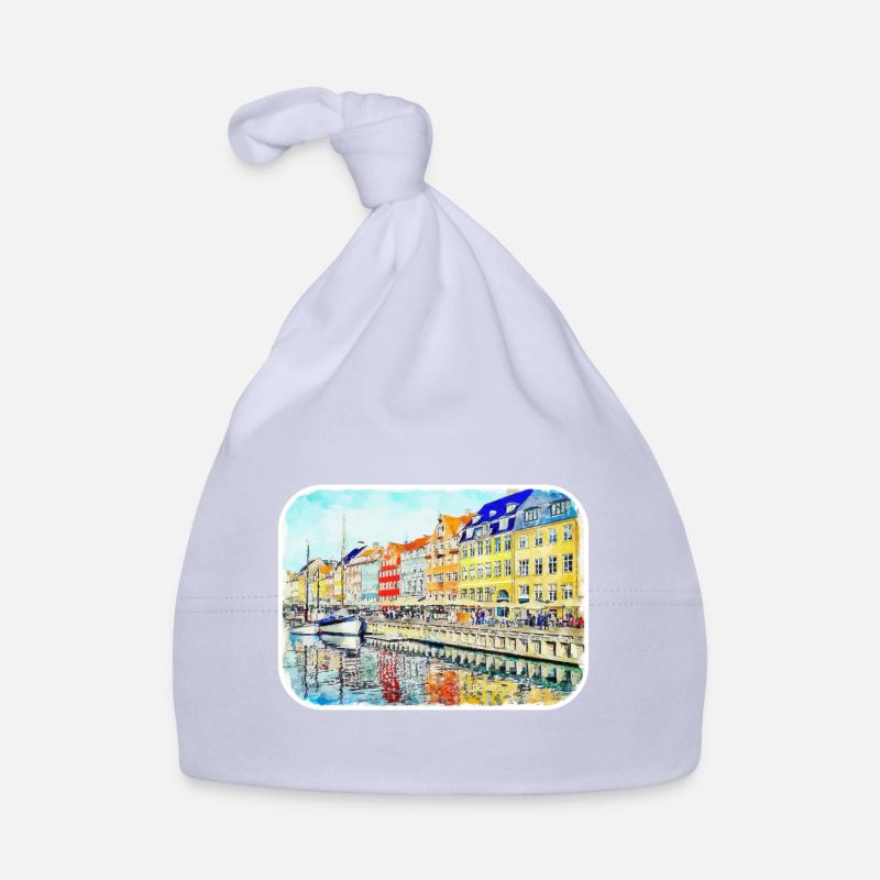 Copenhague Danemark Aquarelle Sketch Illustration Bonnet bio Bébé