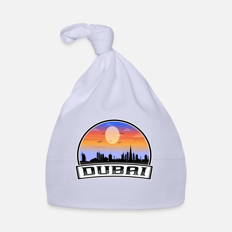 Dubaï Eau Skyline Vintage Sunset Souvenir de voyage Bonnet bio Bébé