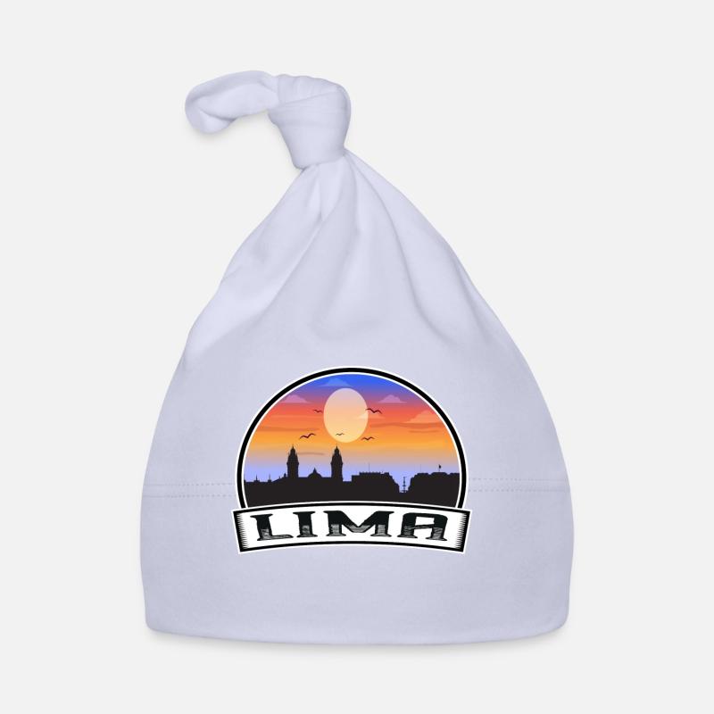 Lima Pérou Skyline Vintage Sunset Souvenir de voyage Bonnet bio Bébé