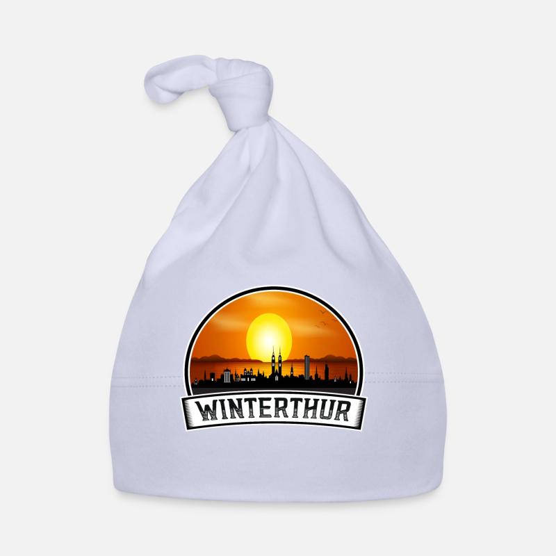 Winterthur Suisse Skyline Vintage Sunset Bonnet bio Bébé