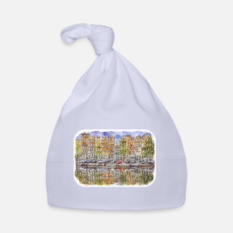 Amsterdam Pays-Bas Aquarelle Dessin Bonnet bio Bébé