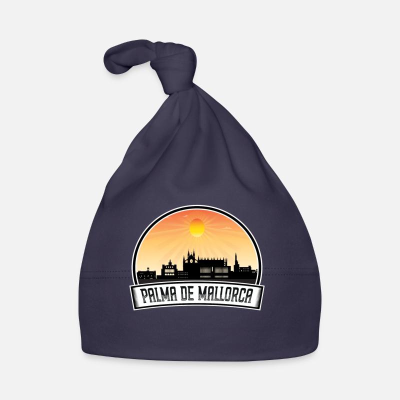 Palma de Mallorca Spanien Skyline Vintage Sunset Tra Baby Bio-Mütze