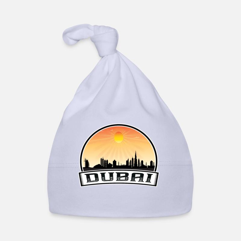 Dubaï Eau Skyline Vintage Sunset Souvenir de voyage Bonnet bio Bébé