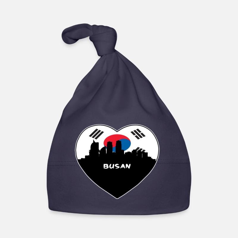 Busan Corée du Sud Flag Skyline Souvenir de voyage Bonnet bio Bébé